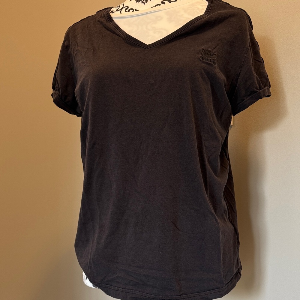 adidas Black V-Neck Short Sleeve Tee